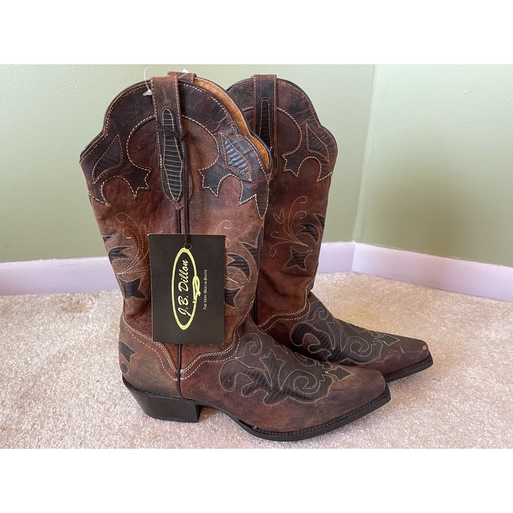 Brown JB Dillon Cowboy Boots, Women’s Size 9.5